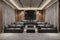 Valencia Isola Cloud Top Grain Leather Theater Lounge Modular Sofa Three Seats and 2 Ottomans, Black Color