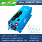 Off Grid Solar Kit 6000W 24/ 48VDC 120V/240V LifePO4 10.24KWH Lithium Battery 6 X 370 Watt Solar Panels SGK-PRO64/ SGK-PRO62