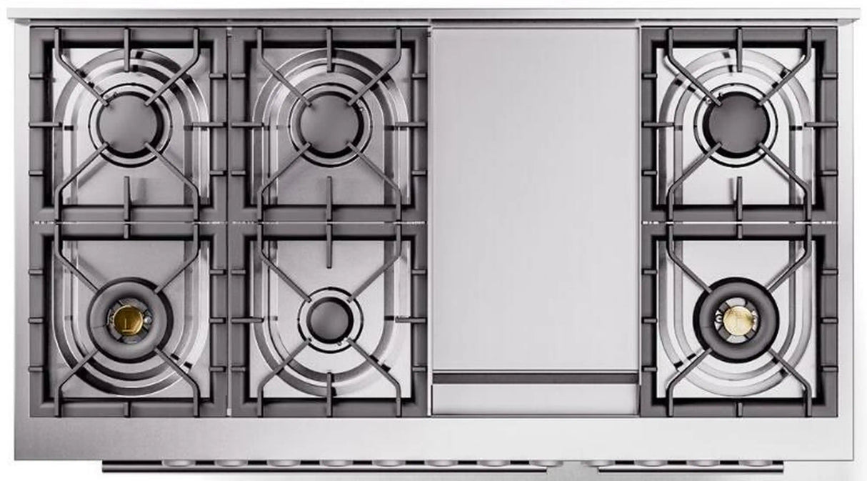 ILVE 48-Inch Professional Plus II Freestanding Propane Gas Dual Fuel Range with 8 Sealed Burner in Glossy Black (UP48FWMPBKLP)