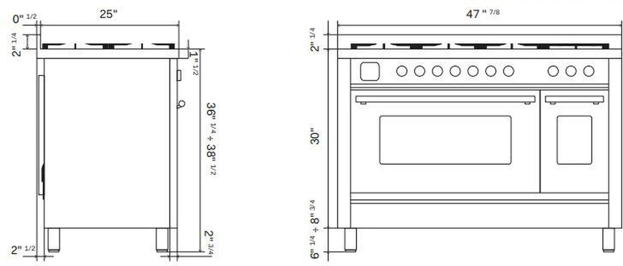 ILVE 48-Inch Professional Plus II Freestanding Natural Gas Dual Fuel Range with 8 Sealed Burner in White (UP48FWMPWH)