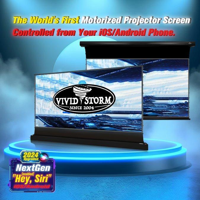 BUNDLE  VIVIDSTORM S PRO / S PRO P Motorized Tension Floor Rising UST ALR Projector Screen & Heavy Duty Aluminium Travelling Case