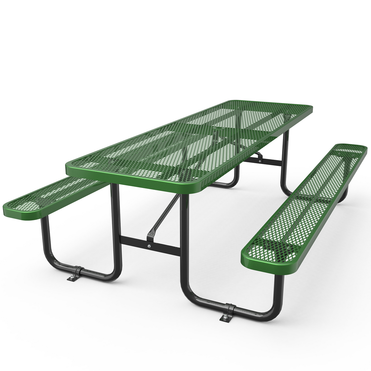 8 ft Metal Picnic Tables for Outdoors, Rectangle Coated Steel Patio Furniture Set