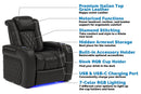 Valencia 2025 New Tuscany Leather Home Theater Seating Row of 4 Loveseat Left, Midnight Black