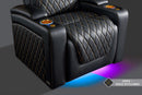Valencia 2025 New Oslo Ultimate Luxury Leather Home Theater Seating Row of 2, Onyx with Gold Stitching