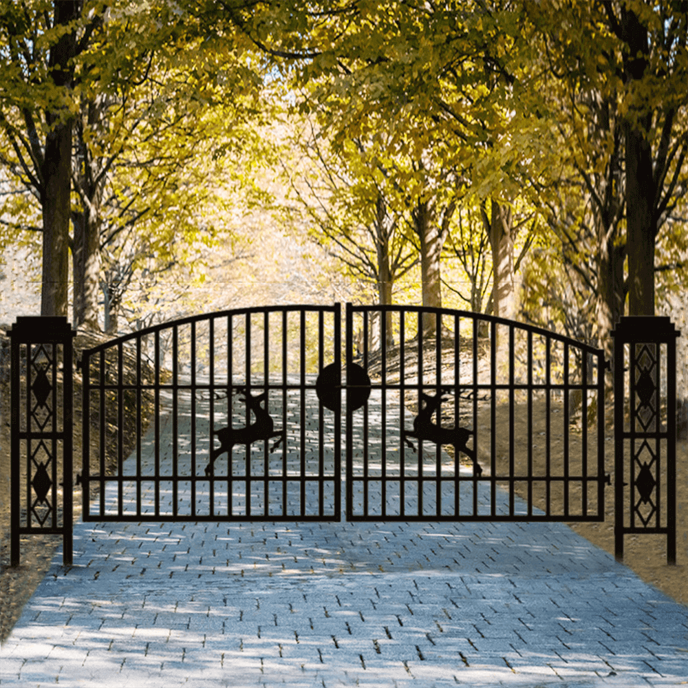 20ft Wrought Steel Garden Driveway Gate with Post