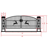 20ft Wrought Steel Garden Driveway Gate with Post