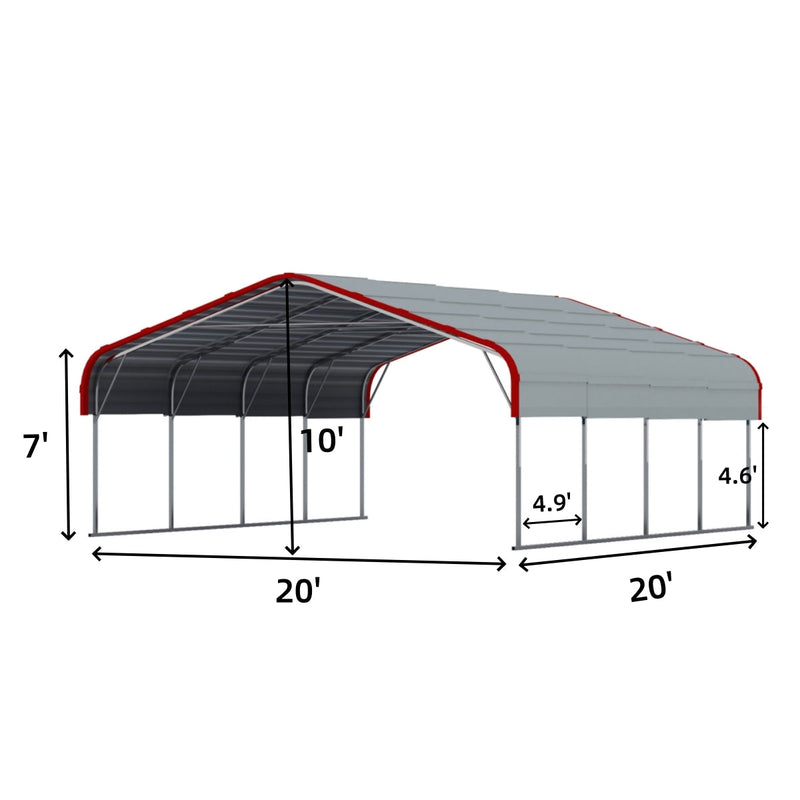 20x20 ft Heavy Duty Metal Garage Carport