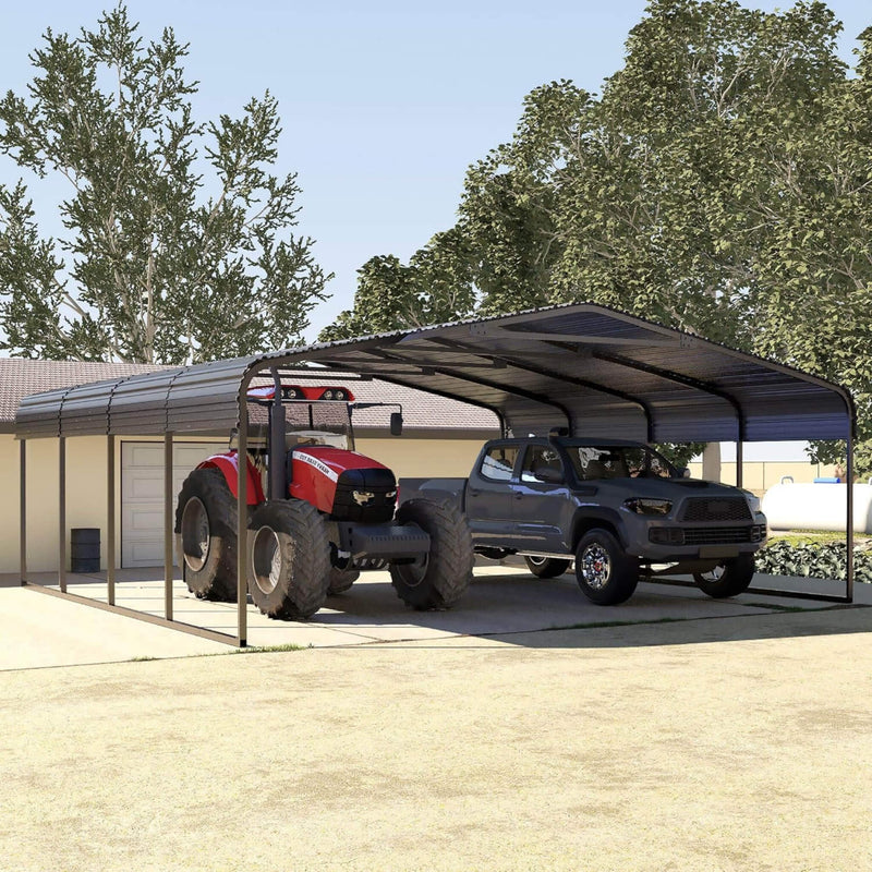 [20x20FT] Heavy Duty Extra Large 2 Car Metal Carport Kit For Cars, Boats, And Trucks (SAK46135)