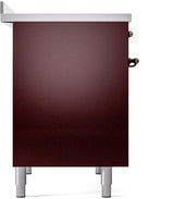 ILVE Nostalgie II 40-Inch Freestanding Electric Induction Range in Burgundy with Bronze Trim (UPDI406NMPBUB)