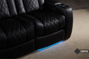 Valencia Tuscany Luxury Console Leather Home Theater Seating Row of 3 Dropdown Center, Onyx