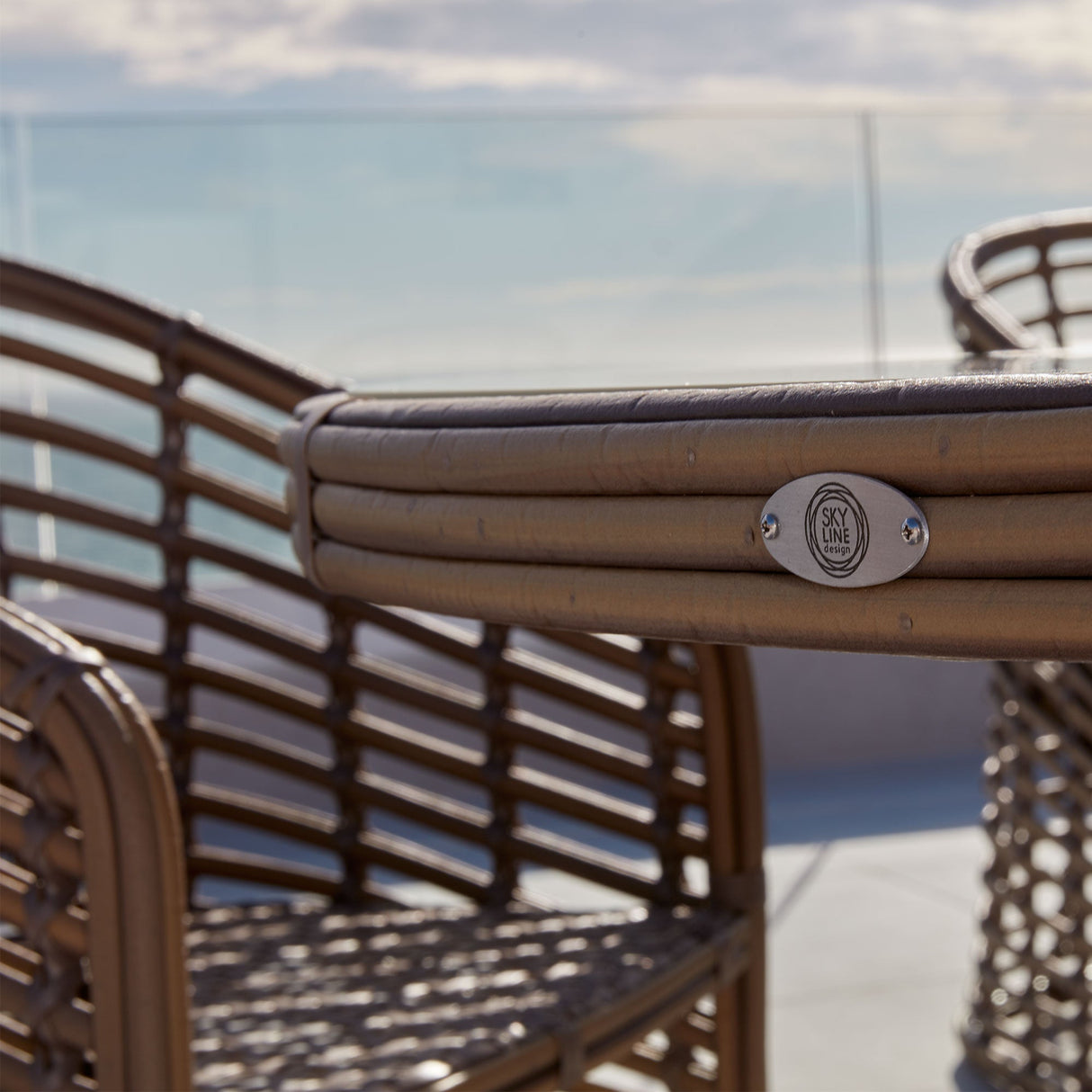 Ruby 7-Piece Dining Set with Round Table and Sunbrella Cushions