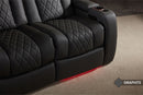 Valencia Tuscany Luxury Console Leather Home Theater Seating Row of 3 Dropdown Center, Onyx