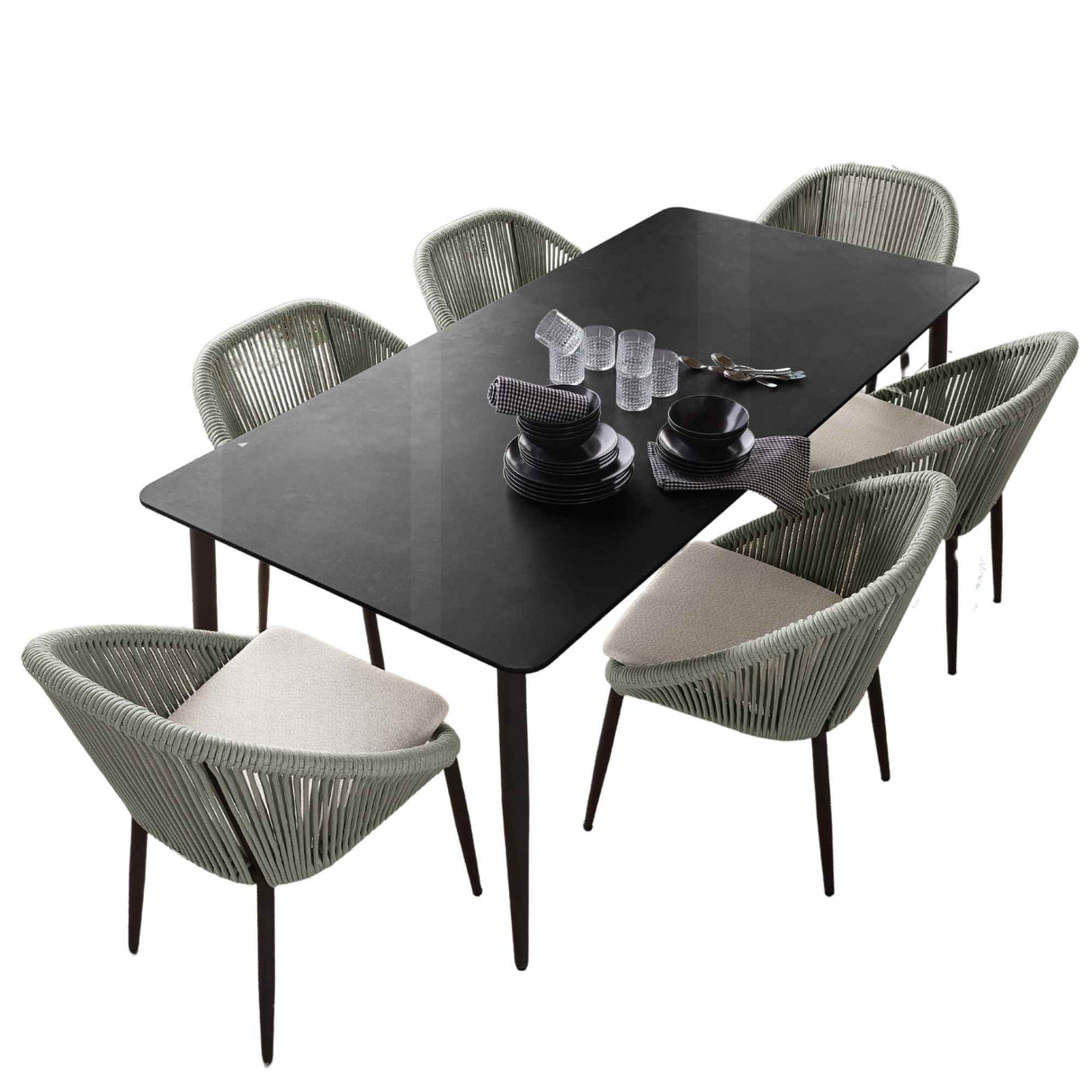 Rodona 7-Piece Rectangular Dining Set with Sunbrella Cushions