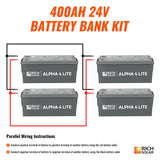 24V - 400AH - 10.2kWh Lithium Battery Bank