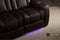 Valencia Tuscany Luxury Console Leather Home Theater Seating Row of 3 Dropdown Center, Onyx