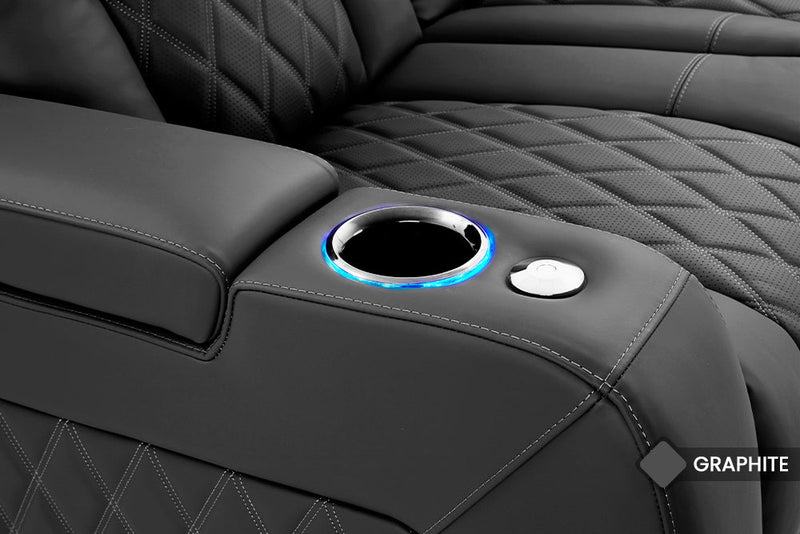 Valencia 2025 New Tuscany Ultimate Luxury Leather Home Theater Seating Row of 2, Onyx