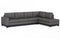 Valencia Aine Top Grain Leather Four Seats with Right Chaise Sofa, Charcoal Grey
