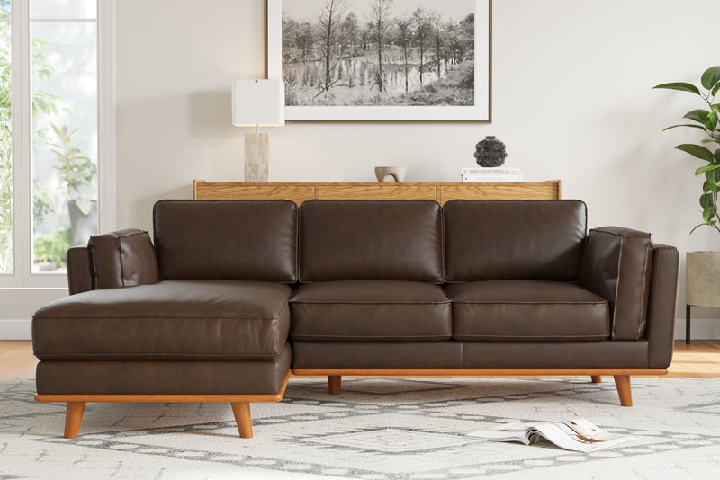 Valencia Artisan Top Grain Leather Three Seats with Left Chaise Sofa, Chocolate