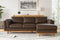 Valencia Artisan Top Grain Leather Three Seats with Right Hand Chaise Sofa, Chocolate
