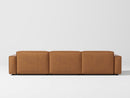 Valencia Nathan Full Aniline Leather Modular Sofa with Down Feather, Three Seats, Caramel Brown Color