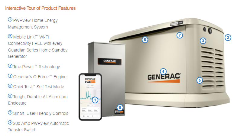 Generac Standby Generator, 24kW | With Whole House Switch | WiFi Enabled