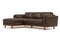 Valencia Artisan Top Grain Leather Three Seats with Left Chaise Sofa, Chocolate