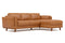 Valencia Artisan Top Grain Leather Three Seats with Right Chaise Sofa, Cognac