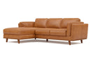 Valencia Artisan Top Grain Leather Three Seats with Left Chaise Sofa, Cognac