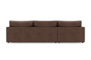 Valencia Serena Leather Three Seats with Left Chaise Sectional Sofa, Brown