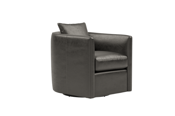 Valencia Riley Leather Swivel Accent Chair, Black