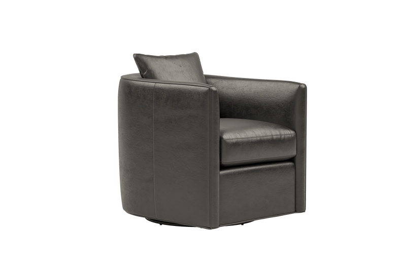Valencia Riley Leather Swivel Accent Chair, Black