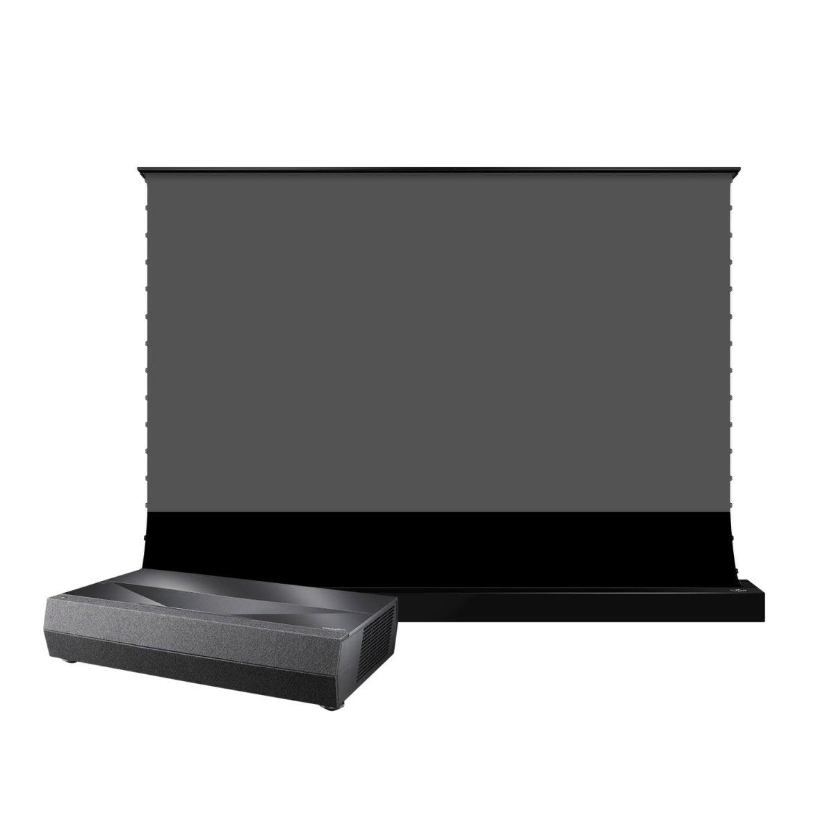 BUNDLE Optoma CinemaX D2 4K HDR UST 3D Laser Projector &VIVIDSTORM S PRO Electric Tension Floor Screen