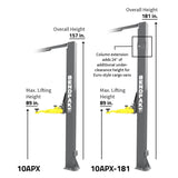BendPak 10APX 10,000 lb 2 Post High Rise Lift