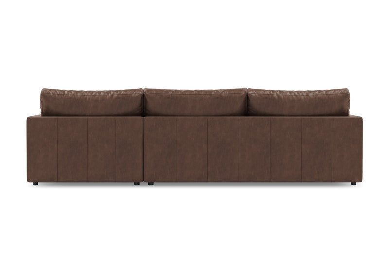 Valencia Serena Leather Three Seats with Right Chaise Sectional Sofa, Brown