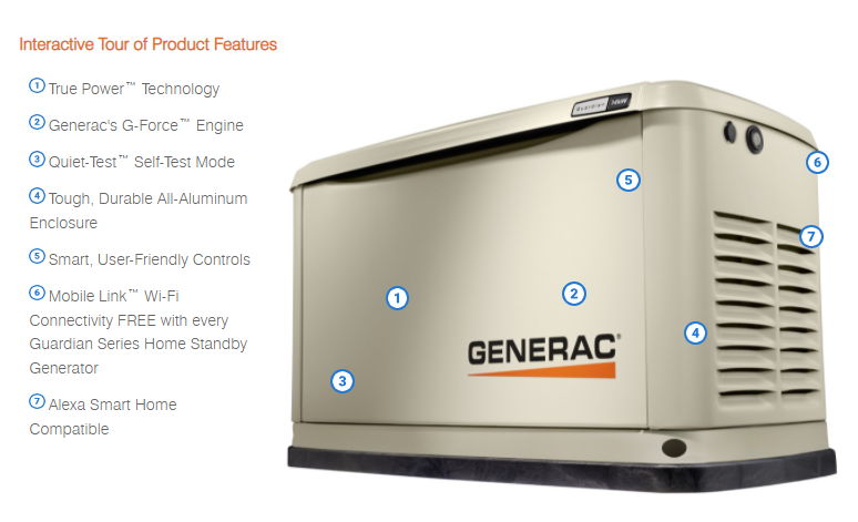 Generac Standby Generator, 14kW | WiFi Enabled, Guardian Series