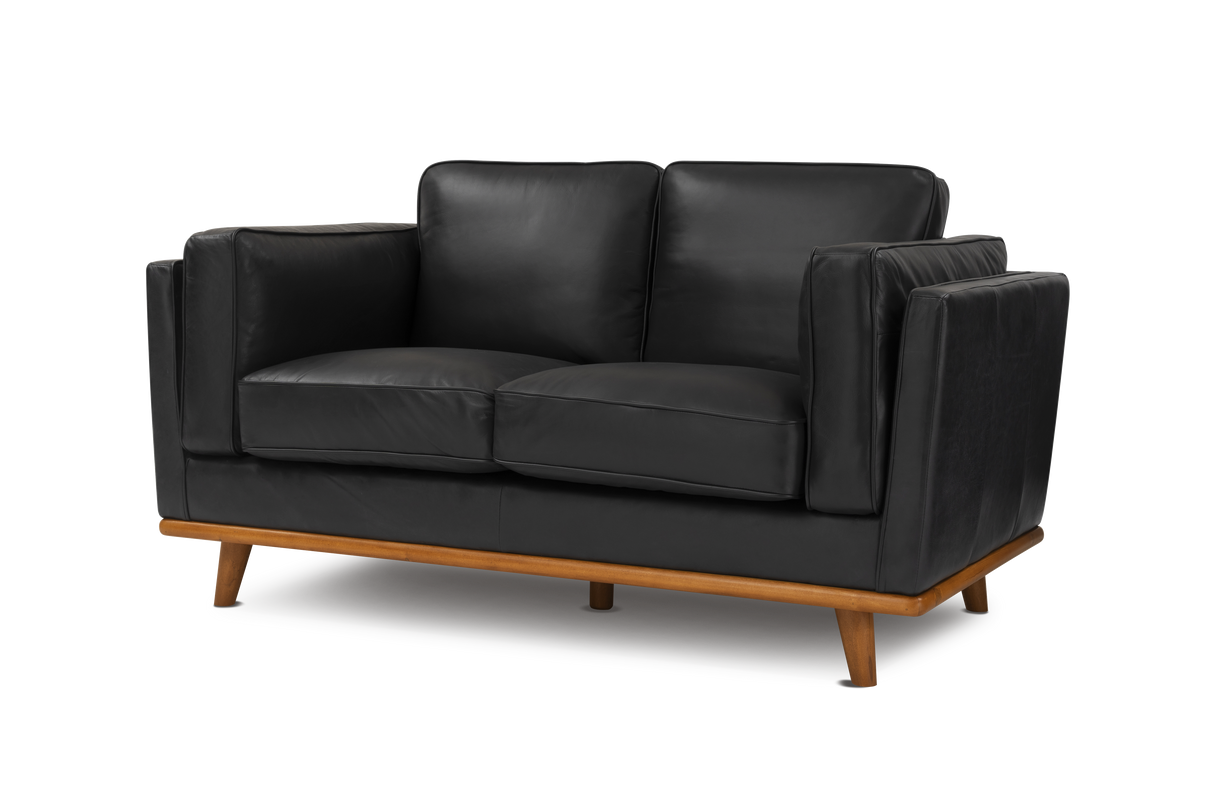 Valencia Artisan Top Grain Leather Loveseat Sofa, Black