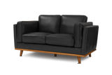 Valencia Artisan Top Grain Leather Loveseat Sofa, Black