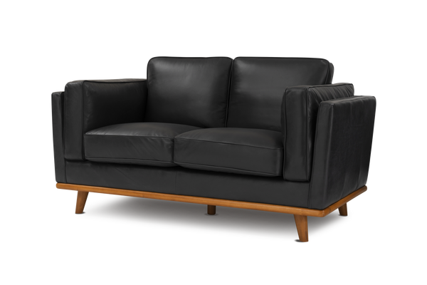 Valencia Artisan Top Grain Leather Loveseat Sofa, Black