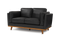 Valencia Artisan Top Grain Leather Loveseat Sofa, Black