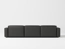 Valencia Nathan Full Aniline Leather Modular Sofa with Down Feather, Three Seats, Black Color