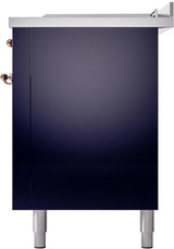ILVE Nostalgie II 60-Inch Natural Gas Dual Fuel Range with 7 Burners, Griddle, & French Top with Triple Glass Door Oven in Midnight Blue with Copper Trim (UP60FSNMPMBP)