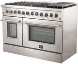 FORNO Appliance Package - 48 Inch Dual Fuel Range, Wall Mount Range Hood, 60 Inch Refrigerator, FBDL-017-02US
