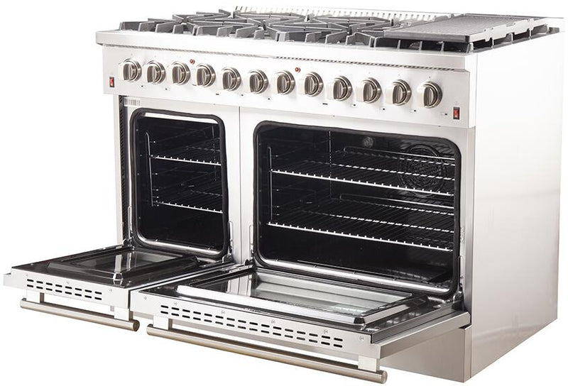 FORNO Appliance Package - 48 Inch Dual Fuel Range, Dishwasher, 60 Inch Refrigerator, AP-FFSGS6156-48-5