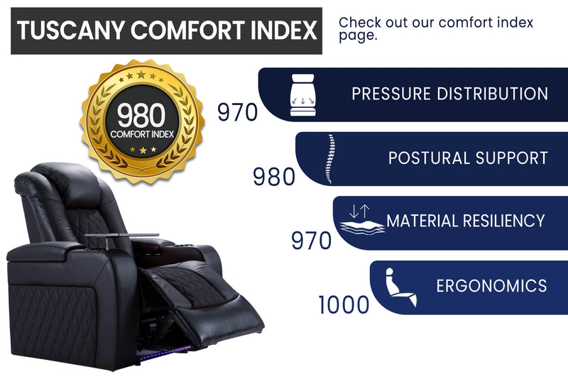 Valencia 2025 New Tuscany Leather Home Theater Seating Row of 2, Midnight Black