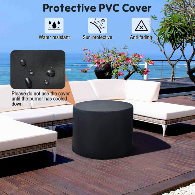 30K BTU Premium Outdoor Patio Gas Fire Pit Table With Fire Glass And Cover, 32" (SAK17432)
