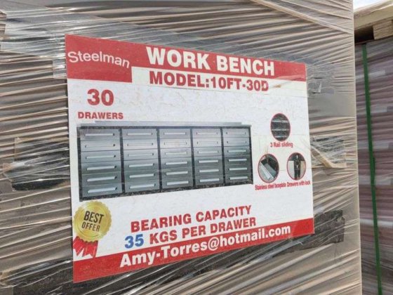 10ft Workbench Storage Cabinet with 30 Drawers