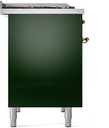 ILVE Nostalgie II 40-Inch Dual Fuel Freestanding Range in Emerald Green with Brass Trim (UPD40FNMPEGGLP)