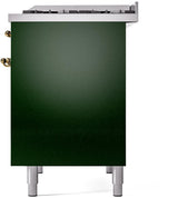 ILVE Nostalgie II 40-Inch Freestanding Natural Gas Dual Fuel Range in Emerald Green with Brass Trim (UPD40FNMPEGG)