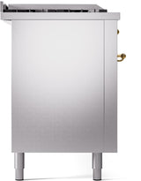 ILVE Nostalgie II 60-Inch Natural Gas Dual Fuel Range with 7 Burners, Griddle, & French Top with Triple Glass Door Oven in Stainless Steel with Brass Trim (UP60FSNMPSSG)