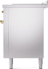 ILVE Nostalgie II 60-Inch Natural Gas Dual Fuel Range with 7 Burners, Griddle, & French Top with Triple Glass Door Oven in Stainless Steel with Brass Trim (UP60FSNMPSSG)